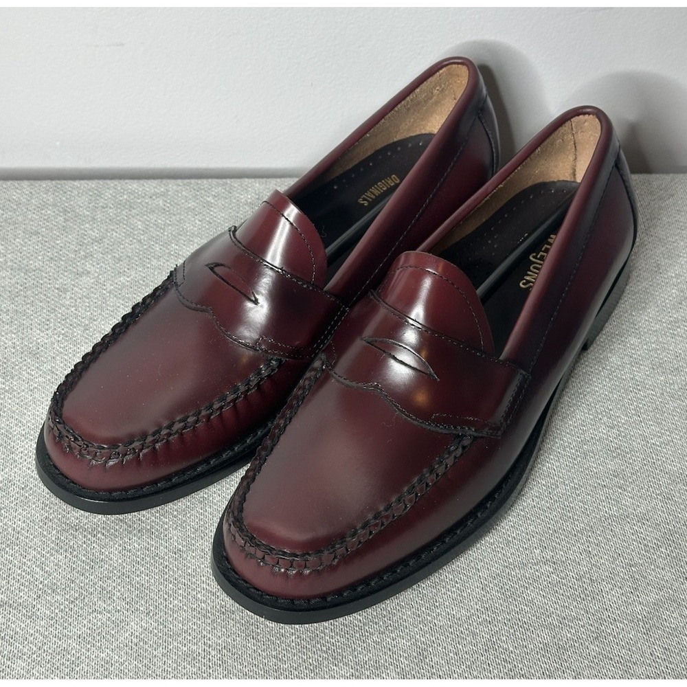 New G.H. Bass Logan Weejuns Loafers Men 7.5 D Leather Slip On Cherry Red Shoes